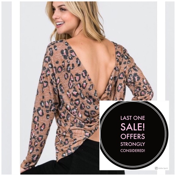 Brass Key Btq Tops - 💕Last One💕ERYN Leopard twist back top